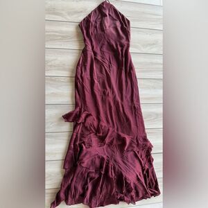 ASOS Halter Satin Chiffon Mix Ruffle Hem Maxi Dress Purple Size 8 NWT IN PKG